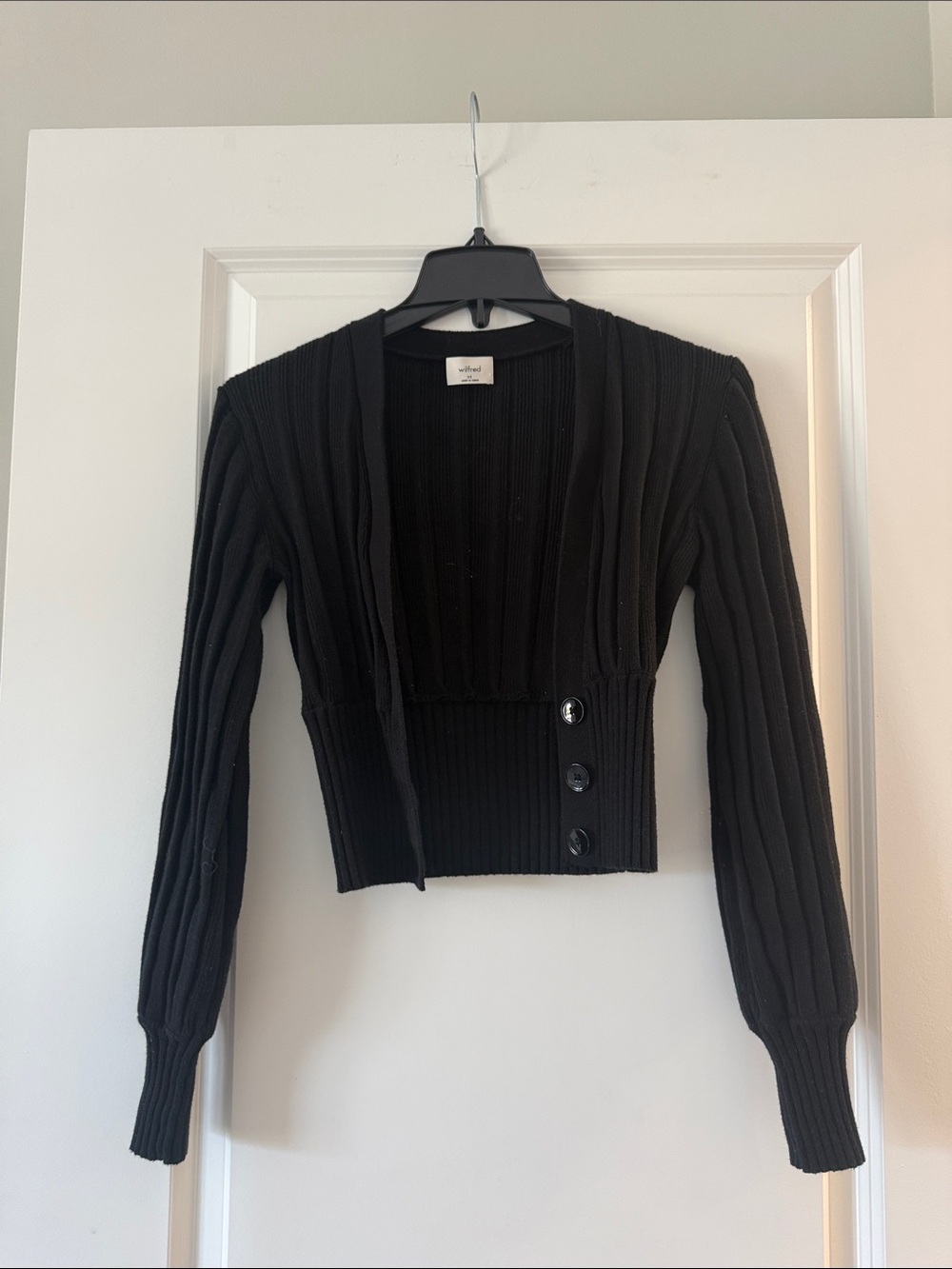 Aritzia Wilfred Black Button-Accent Women’s Sweater